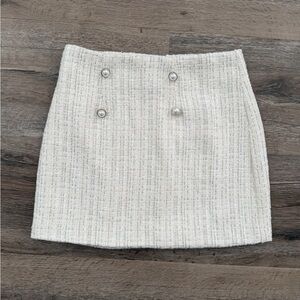 Cream and Silver Tweed Skirt